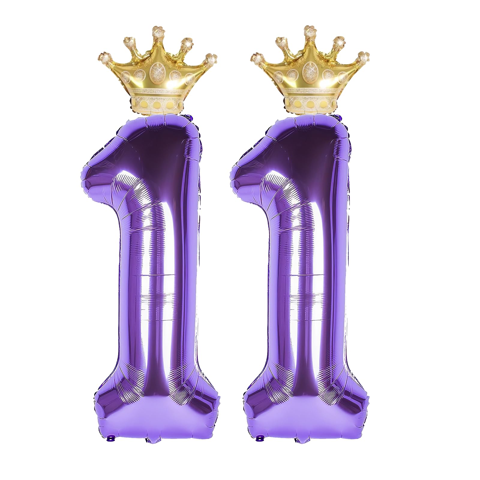 11 Number Balloon Purple 40 inch Big Foil Crown Helium 11th Balloons for 11 Year Old Boy Girl Birthday Party Decorations Wedding Anniversary Events