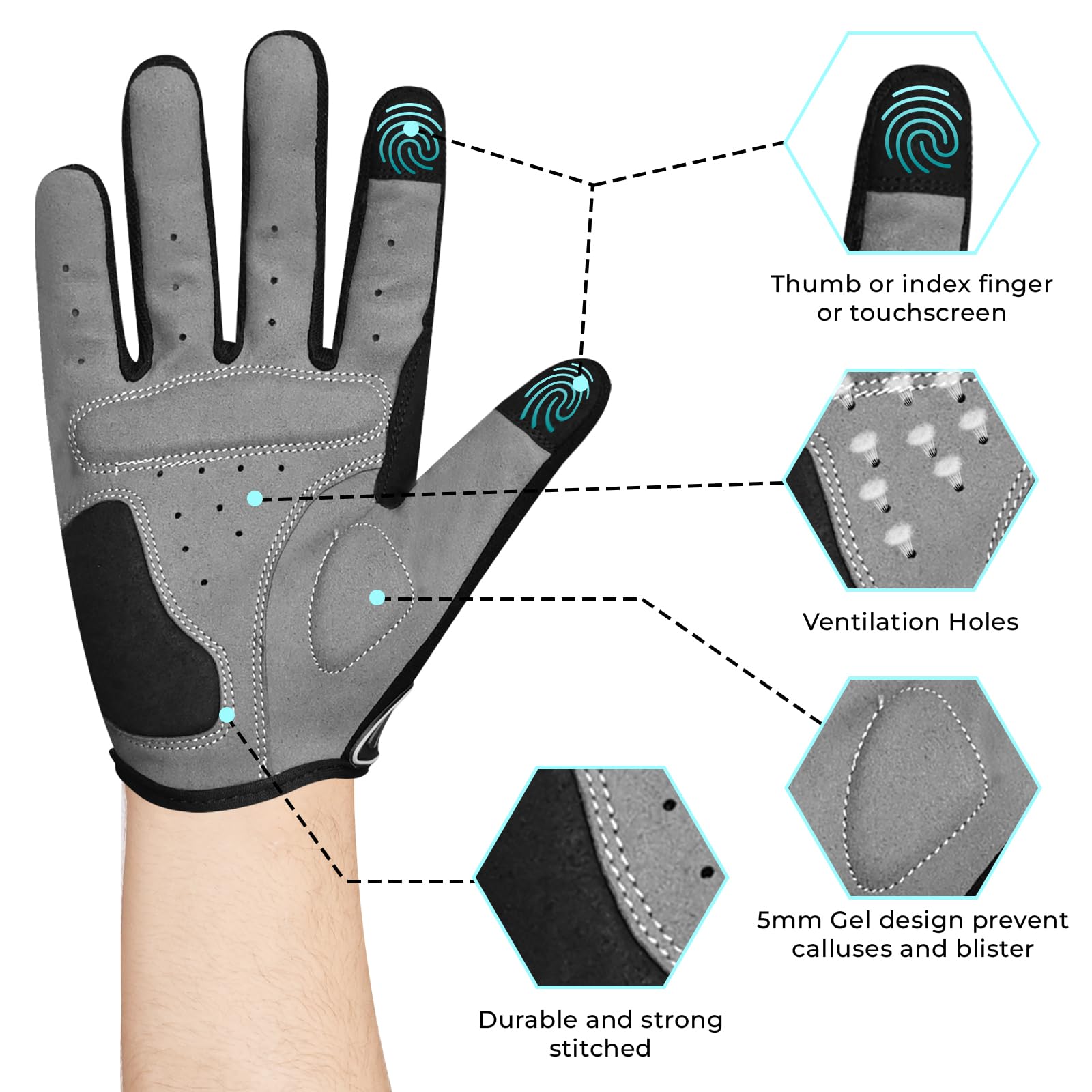 Guantes de ciclismo de dedo completo con pantalla táctil para MTB, carretera, BMX y motocicleta, acolchados antideslizantes transpirables