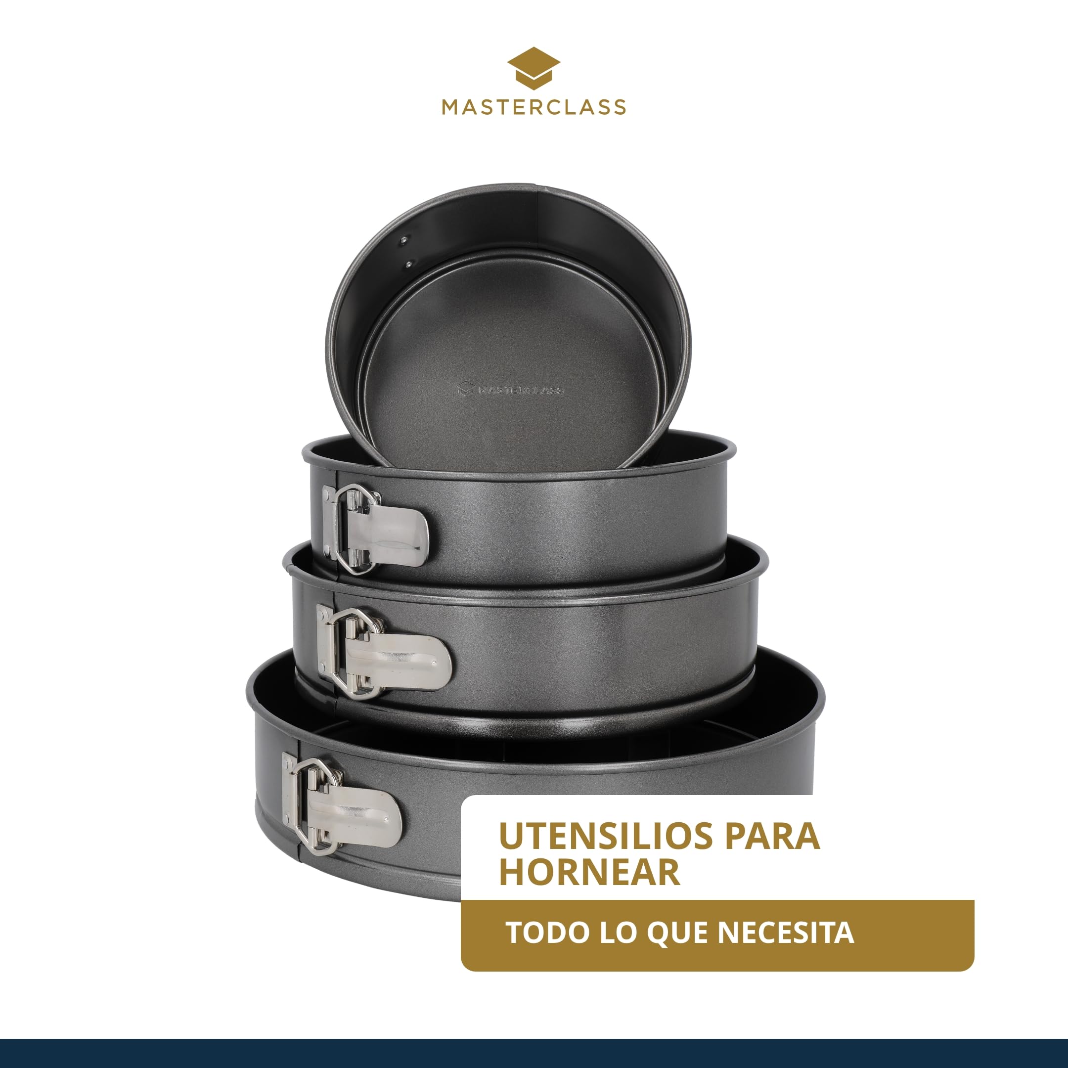 MasterClass Molde de 20 cm con PTFE, PFOA y BPA libre de antiadherente, robusto de 1 mm de espesor de acero al carbono y base suelta, 8 pulgadas de pan redondo, gris