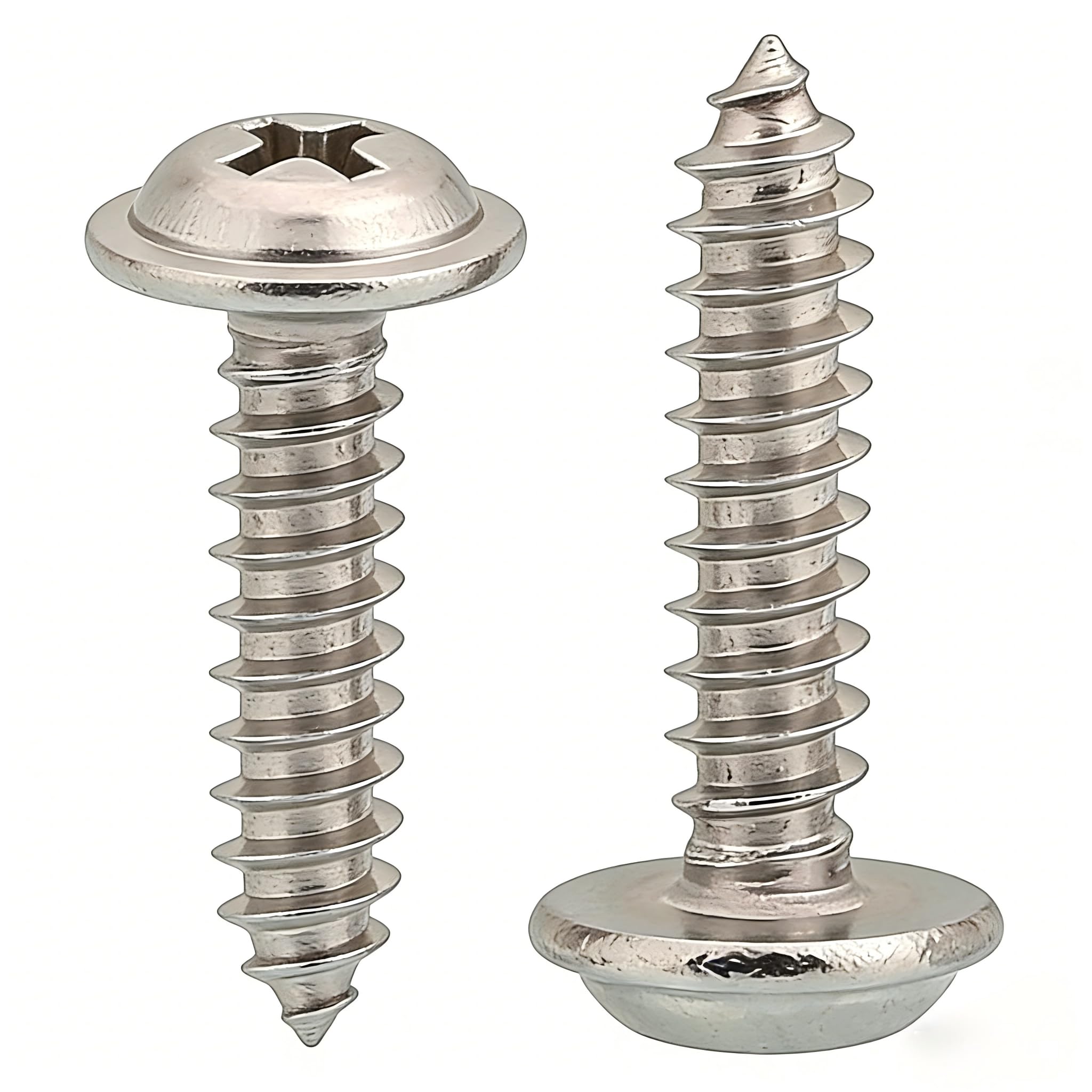 M5 x 25mm Pan Head with Washer Phillips Self Tapping Screws, Stainless Steel 304, Flange Wood Screw, 50 PCS