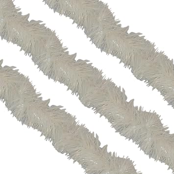 WedDecor 9cm Christmas Tinsel Garland, 6.5ft Thin, White