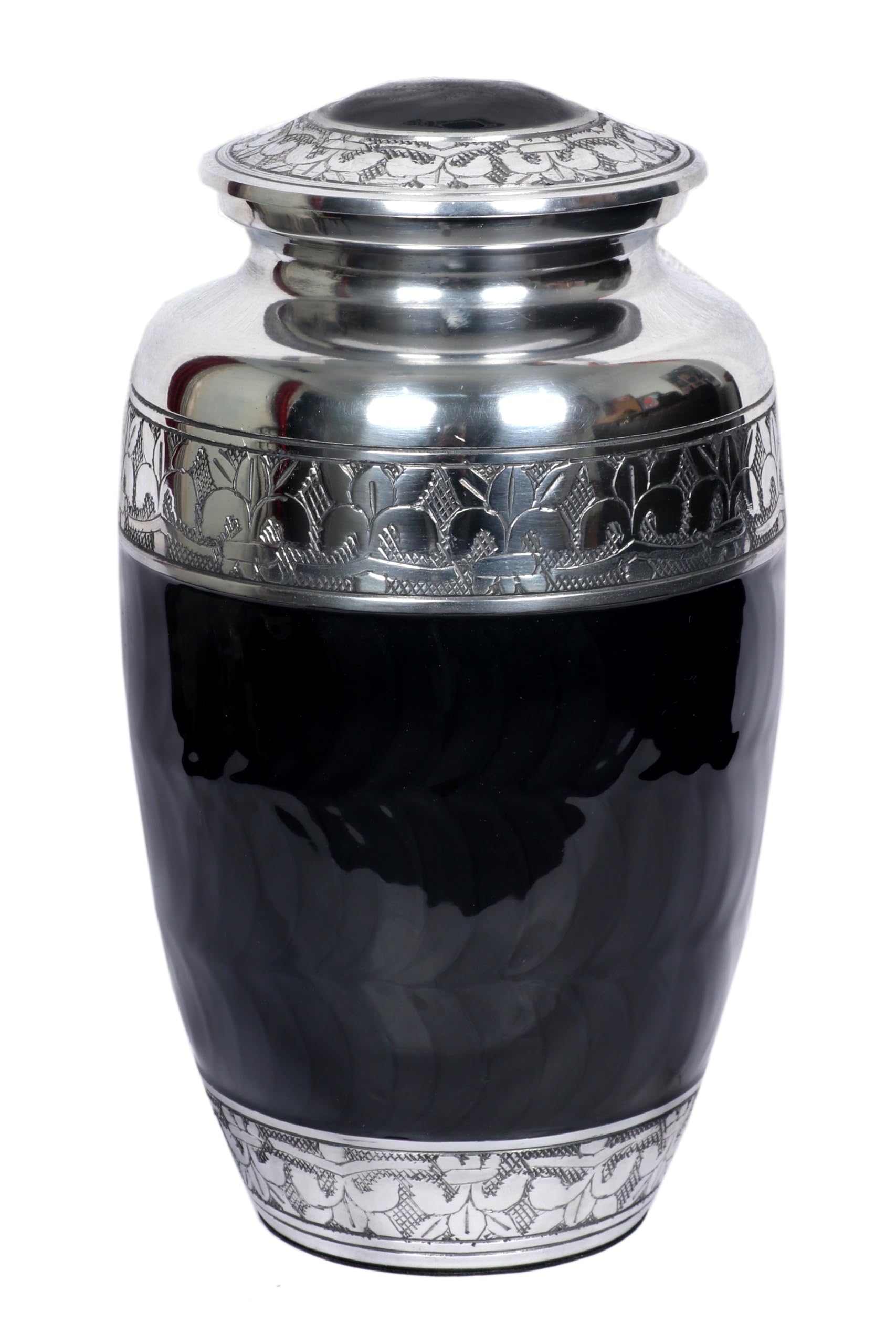 Handcrafted Metal Cremation Urn Decorative Memorial Urns for Funeral Adult Ashes Designed Urn Box For Adults Male Female Human Ashes Holder Box (Pearl Black, 6.5''W, X 6.5''L, X 10.5''H, = Inches)