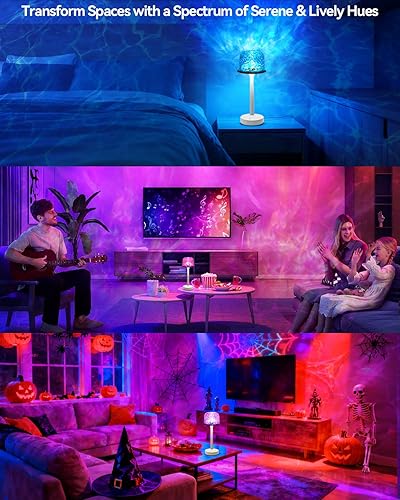 Miniatura 6 de Lámpara de ducha recargable impermeable para ducha interior, lámpara de baño, lámpara de cambio de color, proyector de ondas oceánicas, luz a prueba