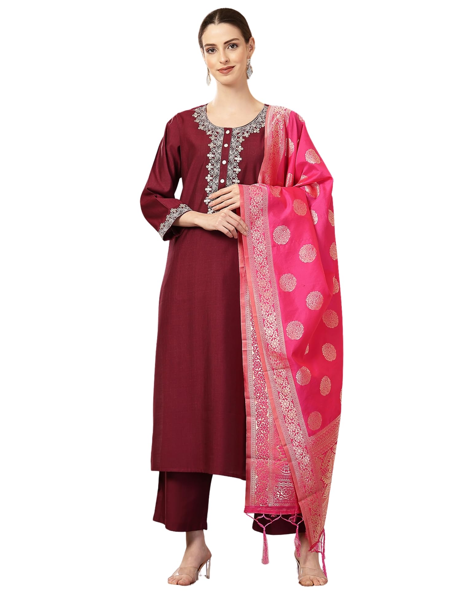 Maternity Zipless Feeding Kurta Set | Effortless Comfort in Easy-Care Fabric for Every Stage of Motherhood | Pre & Post Pregnancy Kurta Set for Mothers & for Easy Breastfeeding with Dupatta-image-10