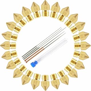 APAAZO 24 PCS MK8 Nozzles Set Cleaning Needle M6 Brass Extruder 0.2 0.3 0.4mm 0.5 0.6 0.8 1.0mm Hotend Nozzles Compatible With 1.75mm 3D Printer