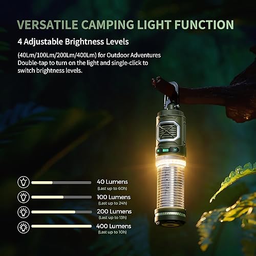 Miniatura 5 de FLEXTAIL Repelente de mosquitos pequeño recargable con calefacción de 329 F con zona de protección de 30 pies, ultra mini con luz de campamento,