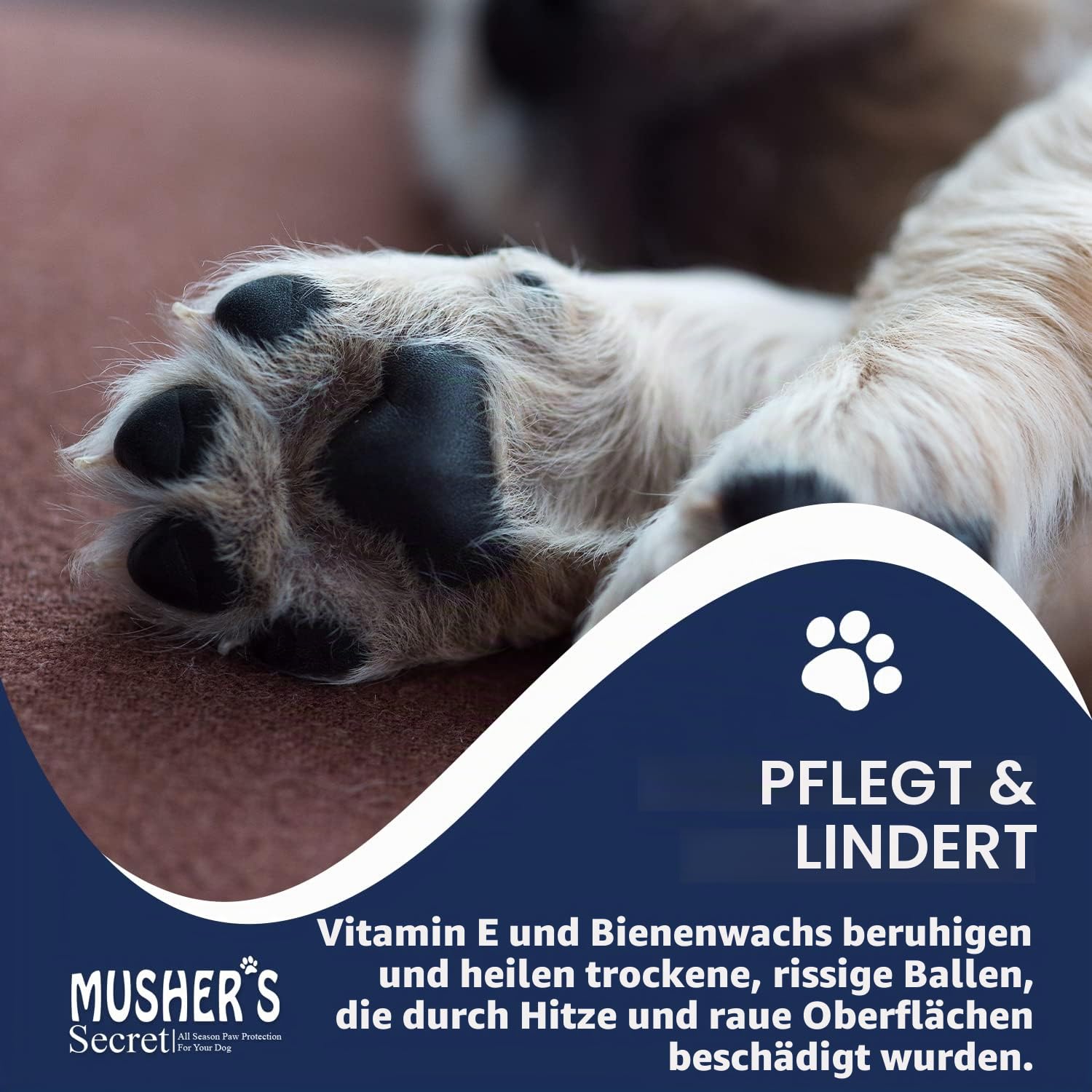 Musher's Secret Pfotenbalsam für Hunde 454g, Natürliches Pfotenschutz-Wachs Großpackung, Ganzjährige Pfotenpflege mit Vitamin E