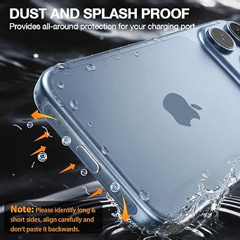 iPhone 18 Pro Max用スピーカープロテクター&USB Cダストプラグ、ブルー