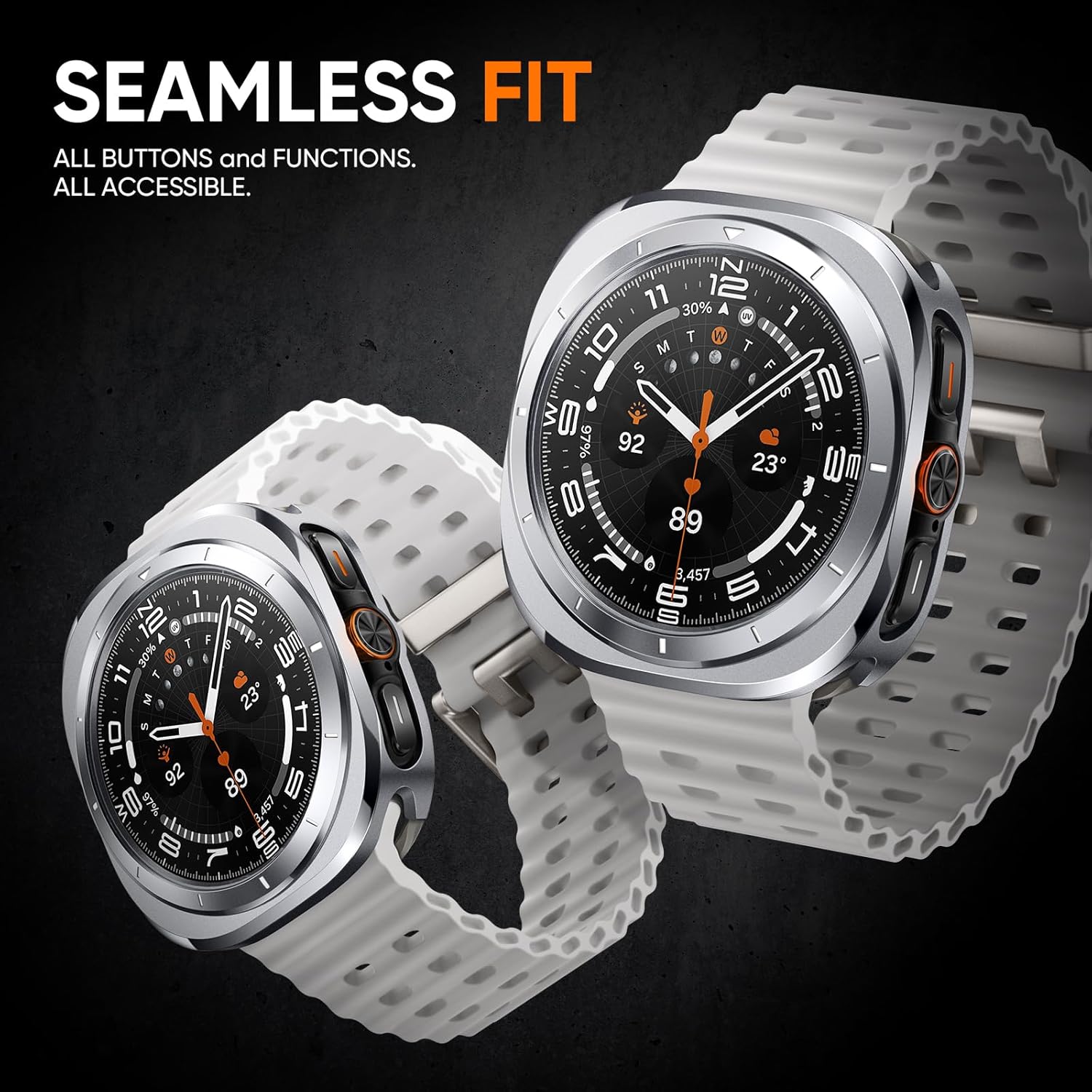 Suitisbest Metal Case for Samsung Galaxy Watch Ultra 47mm Case, Stainless Steel Protective Rugged Bumper Thin Frame with Ceramic-Like Back Cover for Galaxy Watch Ultra 47mm for Men Women - Image 3