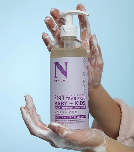 Miniatura 6 de Dr. Natural Jabón para niños 3 en 1 sin lágrimas Baby Plus - Jabón y champú de pies a cabeza - Gel de baño hidratante para piel sensible - Lavanda -