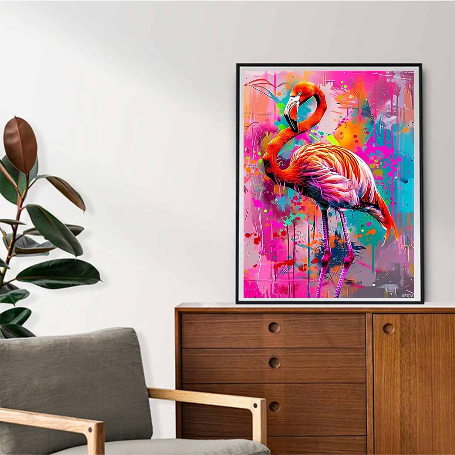 DIY 5D Diamond Painting Kits for Adults The Graffiti Flamingo Flamingo Diamond Painting Diamond Art Kits Gem Art Kits for Gift Home Wall Decor 12x16in / 30x40cm