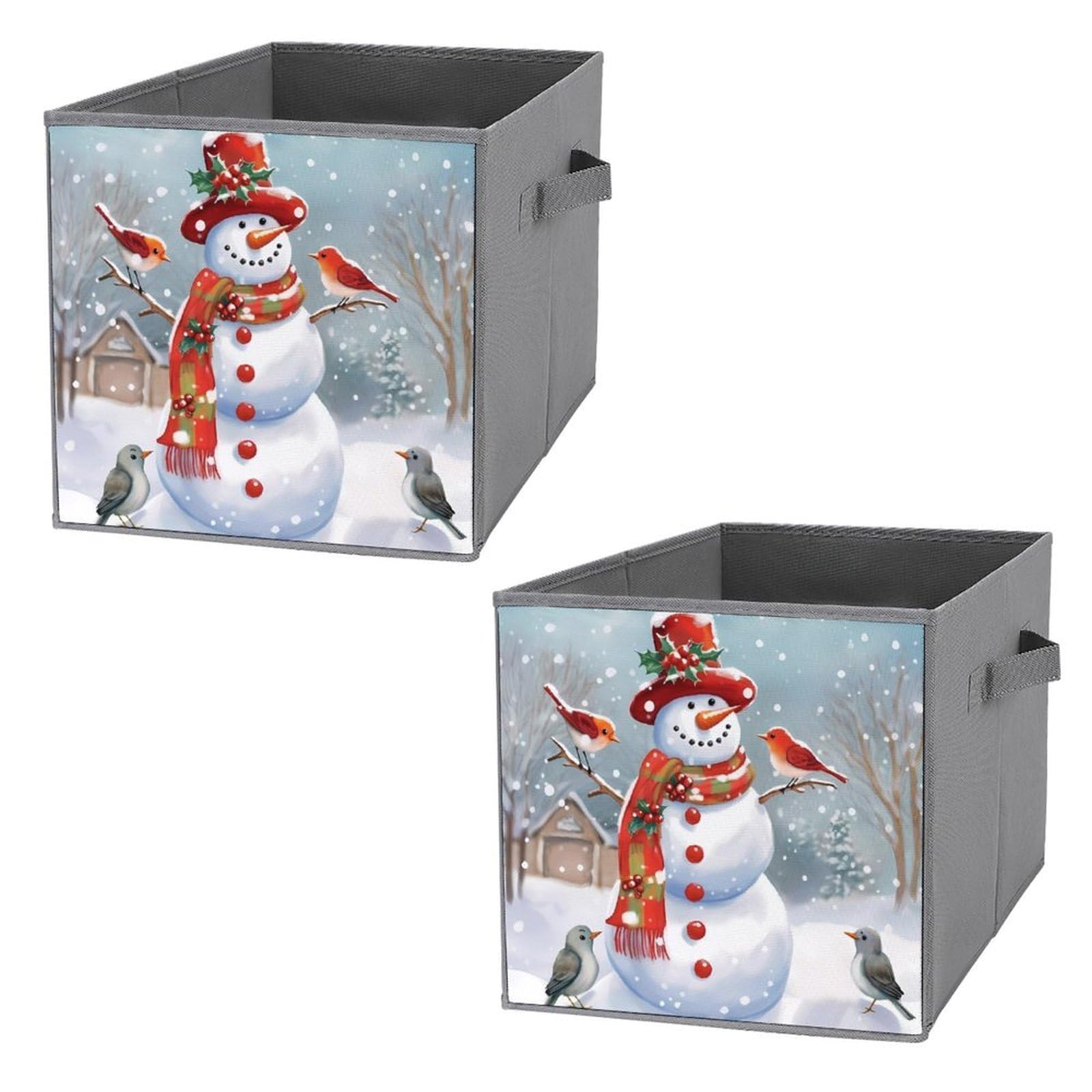 Panier de rangement pliable à motif hivernal pour organiser les vêtements de toute la famille