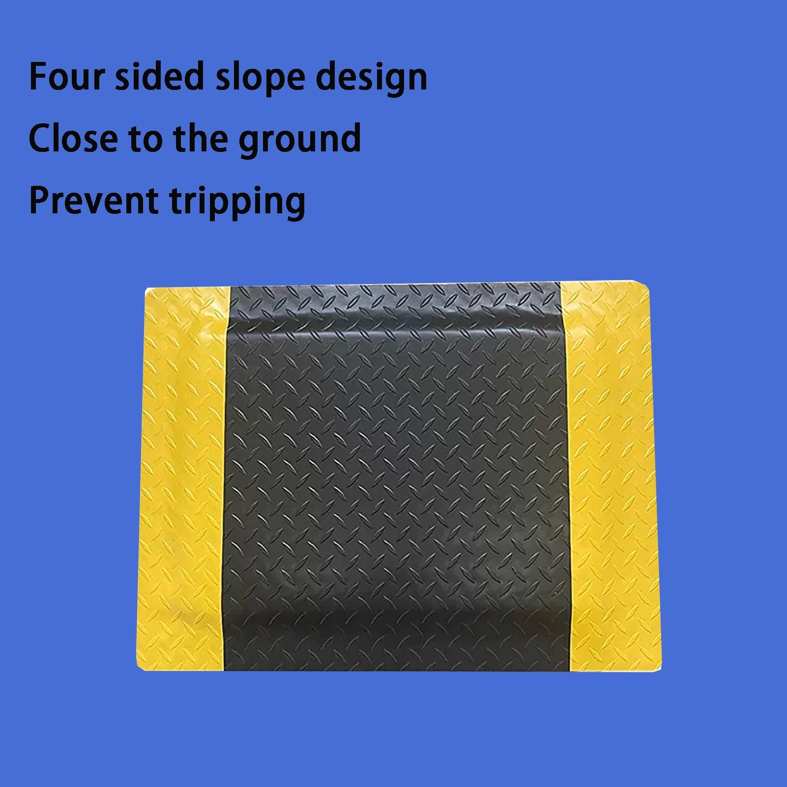 Tappetino antifatica spesso 20 mm con bordo giallo, tappetino ergonomico for uso industriale in ufficio, magazzino(100x100cm/39.4x39.4in)