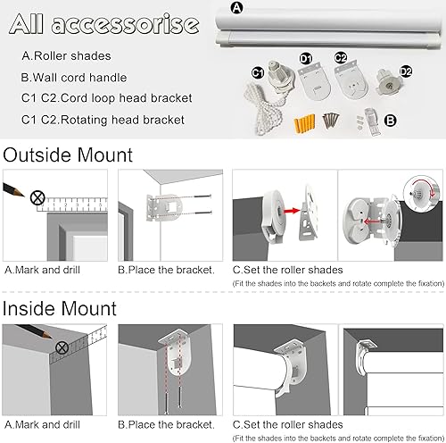 Miniatura 9 de Persiana enrollable 100% opaca, clásica con aislamiento térmico y protección UV. Persianas enrollables para el hogar, dormitorios, sala de estar,