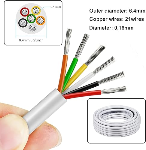 Vista 65 de Cable de calibre 18 de 50 pies, 3 conductores, cable eléctrico de 18 AWG, cable de cobre estañado trenzado sin oxígeno 18/3, cable de bajo voltaje