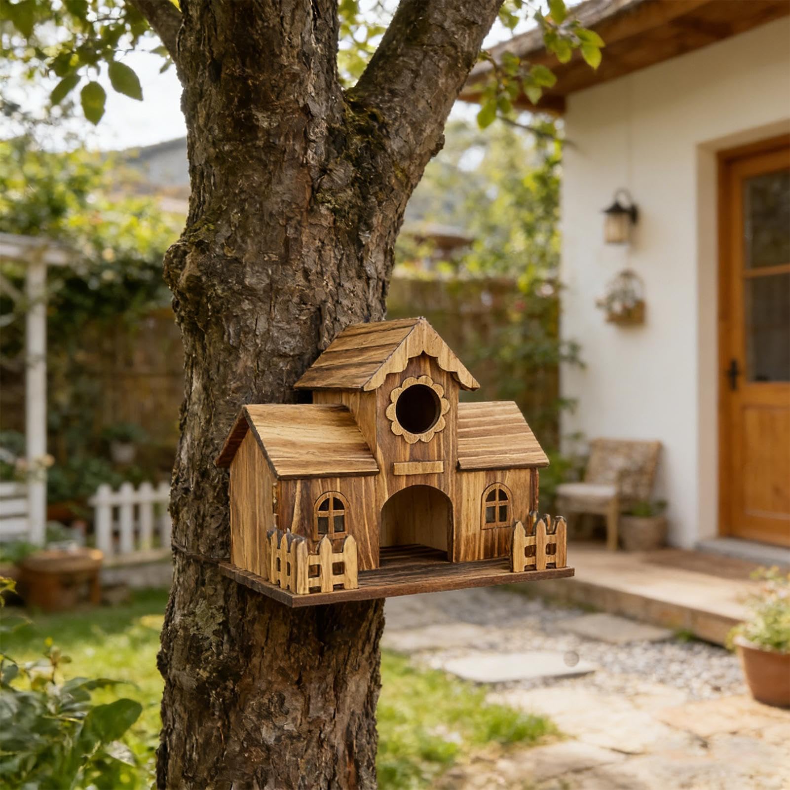 s para Pájaros de Exterior | Decoración rústica de Madera Natural | s de Descanso para pájaros, Decoración de Exterior para Jardín, Patio, Terraza, Balcón