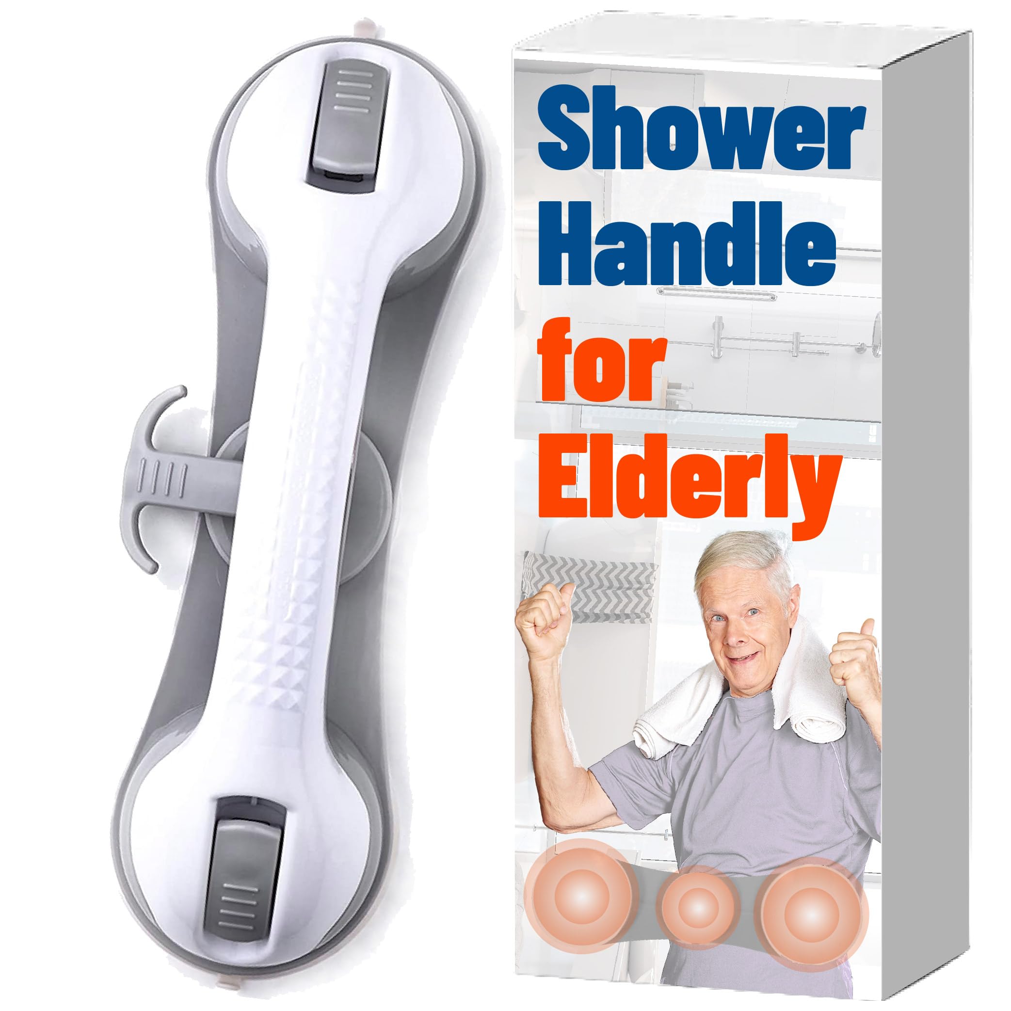 Photo 1 of 3 Suction Cups Shower Handles for Elderly, Bathroom Safety Grab Bars for Elderly, Suction Grab Bars for Shower, Grab Bar for Elderly Bathtub Handles for Elderly