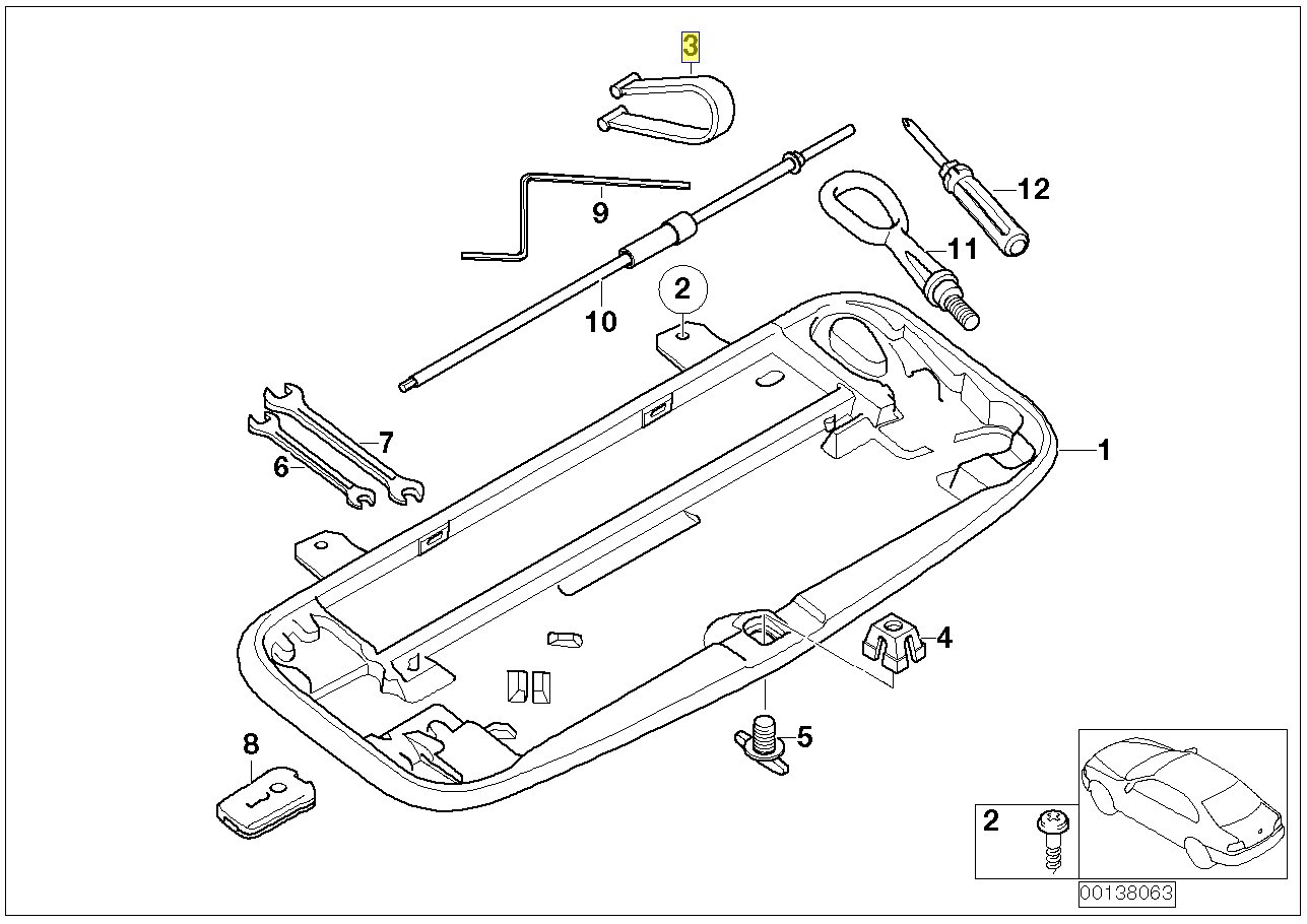 BMW E46 E60 E65 E66 Boot Tool Kit Holder Strap 1180244 71111180244