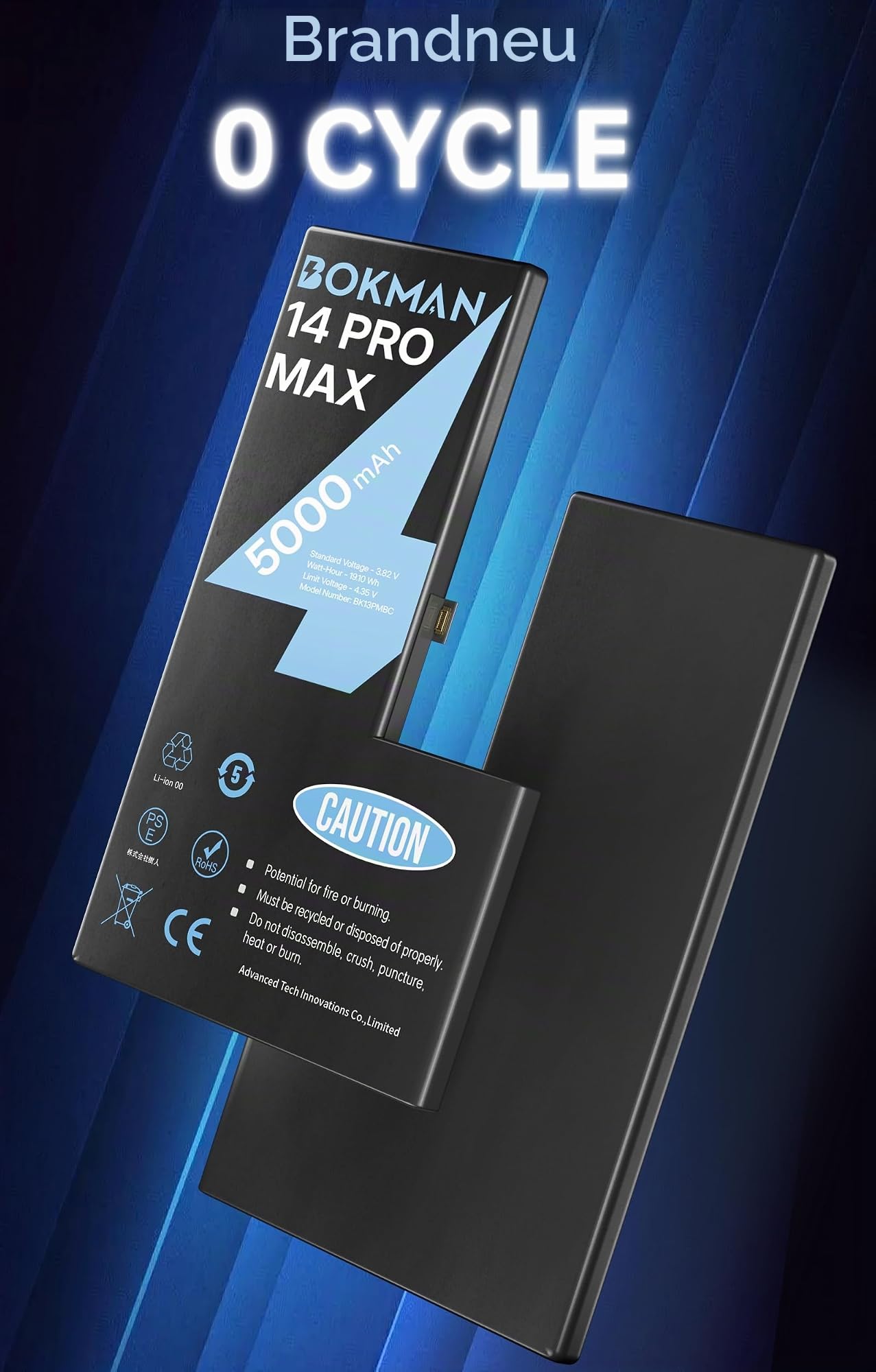 bokman Akku für iPhone 14 Pro Max, 5000 mAh, hohe Kapazität, Ersatzakku mit allen Sets