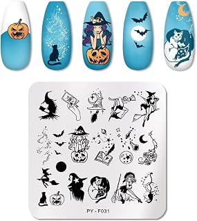 Nail Art Stamping Plates Square Fashion Nail Stamp Plates DIY Image The Halloween witch Template Print Manicure Salon Design Nails Art Tools (PY-F31 Halloween)