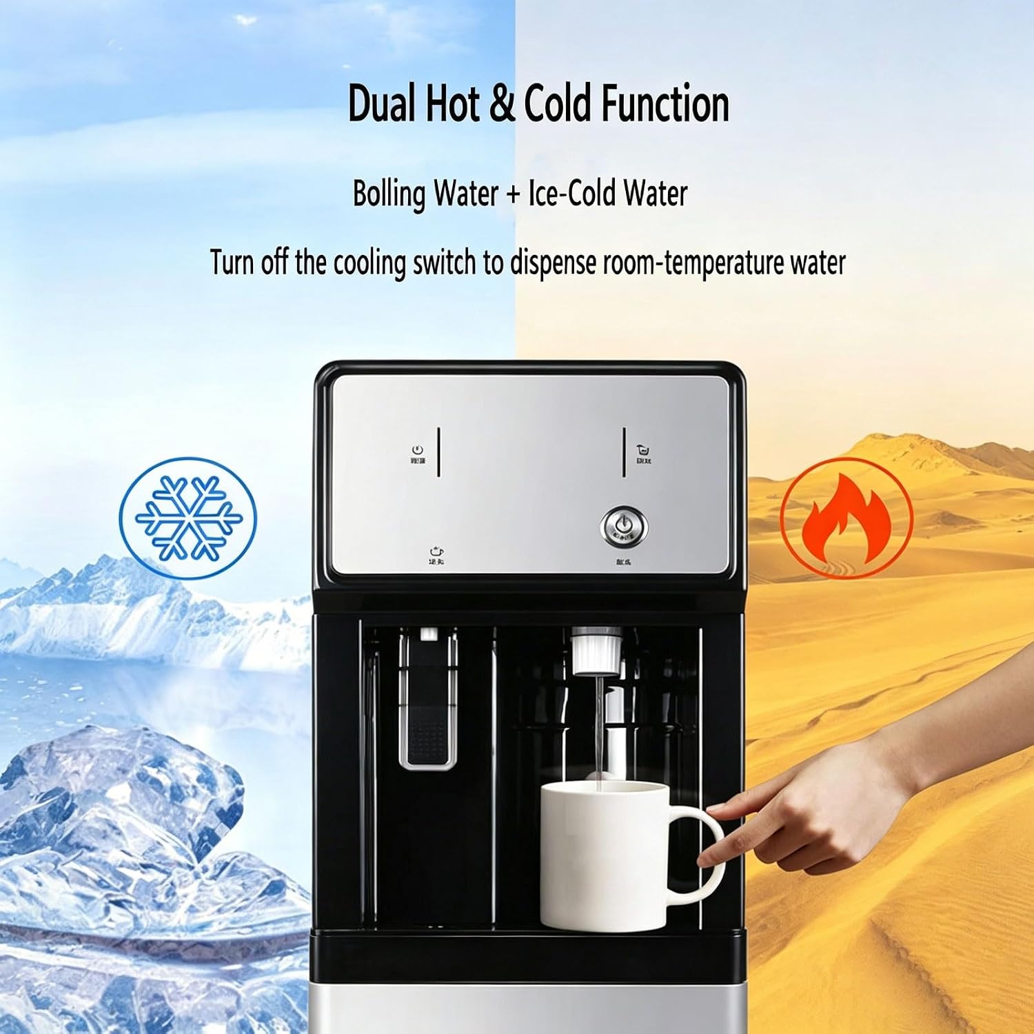 Water Dispenser, Direct-Connect Water Dispensers, 3 Temperature Settings, Floor Standing Waters Dispensers, for Home, Office, Commercial