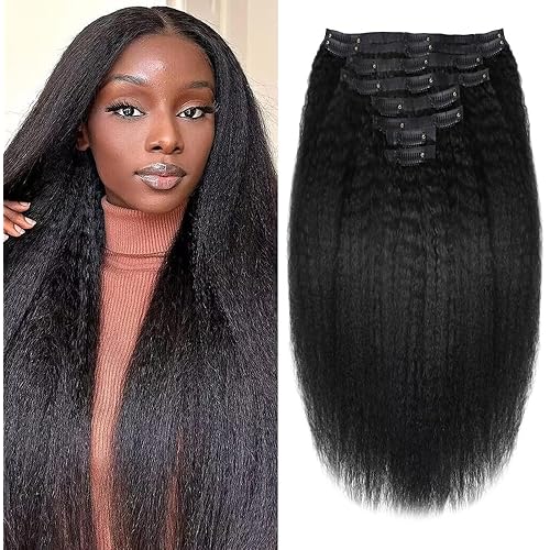 Seamless Clip In Hair Extensions Human Hair Invisible Pu Skin Weft Kinky Straight Seamless Clip Ins For Black Women Real Human Hair Extensions 8pcs With 18clips Per Set 120g (20inch,Natural Black)
