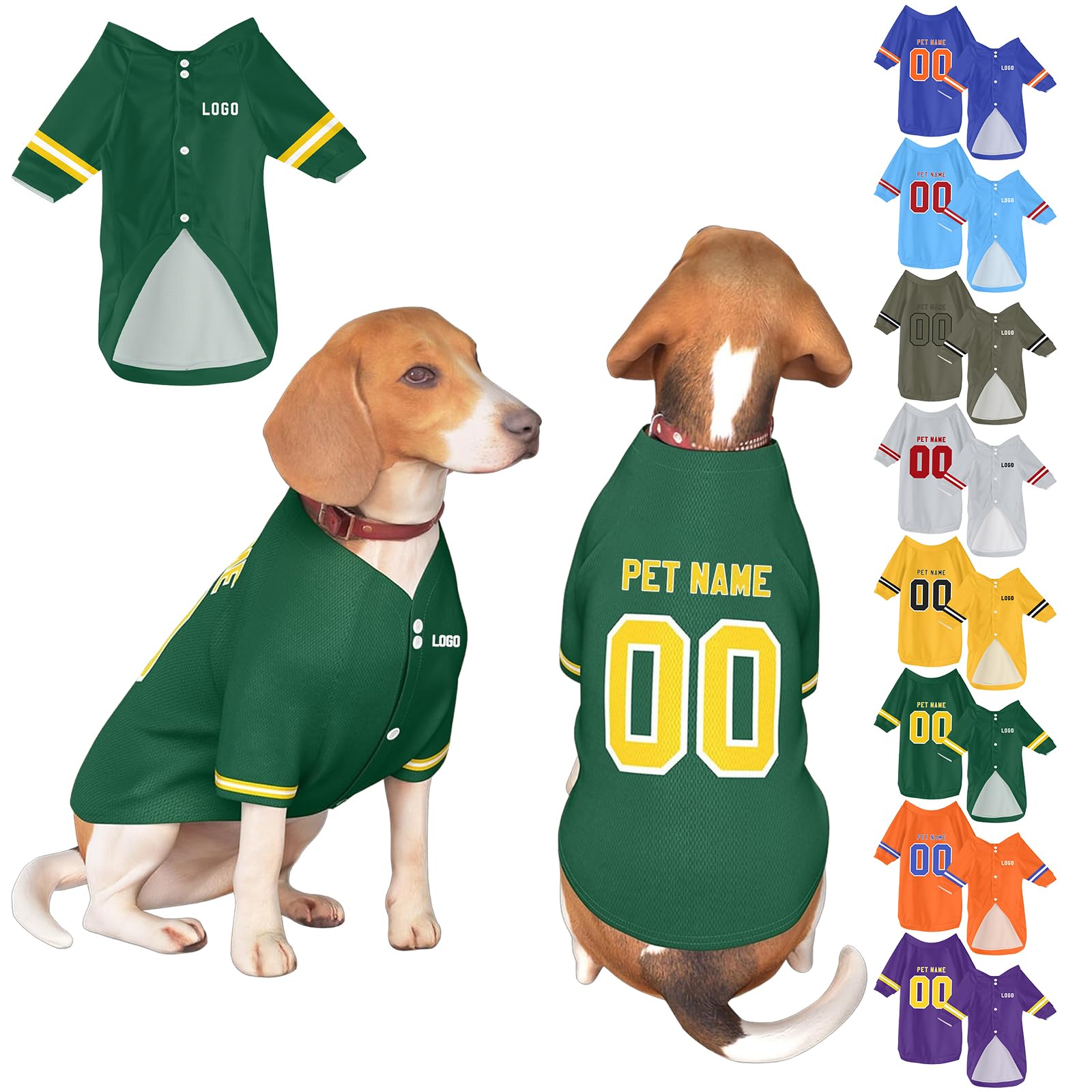 Custom Dog Baseball Shirt Personalised Name & Number Logo Pet Baseball Jersey, for Small Medium Large Pet Puppy XS-5XL (S1)
