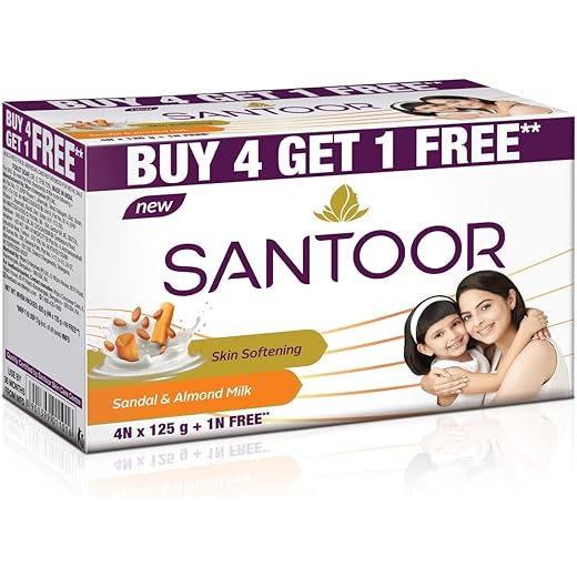 Santoor Sandal Almond Milk Soap 125g Pack