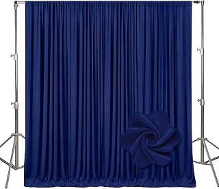 10ft x 10ft Blue Backdrop Curtains for Parties, Polyester Fabric Backdrop Drapes with Rod Pockets for Weddings, Birthday, Photography, Mother's Day, Graduation Party Background Curtain, 2 Panels