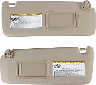 Sun Visor for Toyota Highlander 2001 2002 2003 2004 2005 2006 2007, Left Driver Side Beige Sunvisor OE Replace for 74320-48260-A (Beige-L&R)
