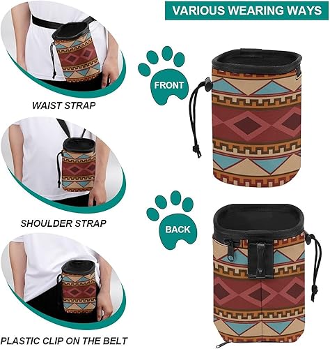 Miniatura 3 de Navajo - Bolsa de entrenamiento para mascotas con estampado de nativos americanos, bolsa manos libres, 3 formas de llevar, dispensador de bolsas de