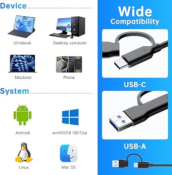 CFExpress Type A Card Reader with USB 3.2 (Gen 2) 10Gbps, USB-C & USB-A 2-in-1 Type A CFexpress Adapter, CF Express Type A Card Reader Compatible with Windows/Mac/Linux/Android(Not for XQD Card)