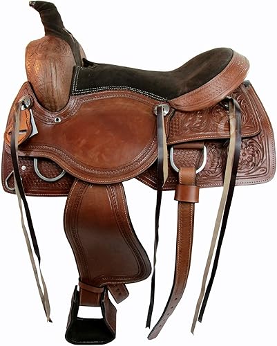 Miniatura 4 de Western Horse Trail Saddle Pleasure Ride Floral Tooled Cowboy Rodeo Tack Set de tachuelas de cuero de cuarto completo para caballos Bar