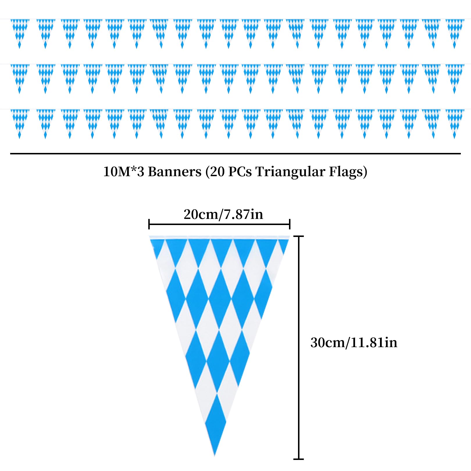 Oktoberfest Wimpelkette 30m Blau-Weiß - 3x10m Bayrische Deko Für Bierfest