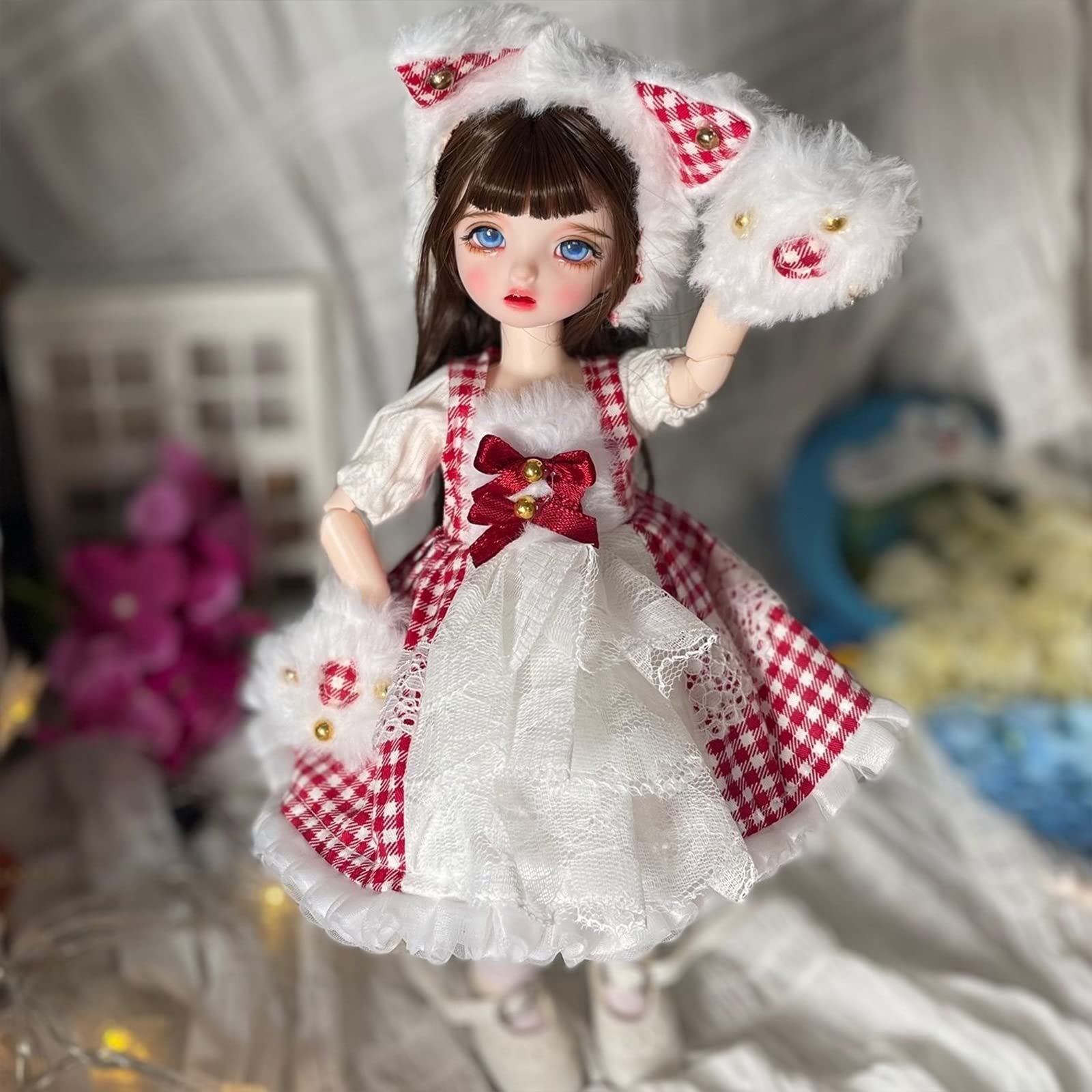 Labstandard 1/6 BJD Doll, Handmade 12 Inch BJD Doll Cute Make Up Ball Jointed Doll Movable Joint Full Set Clothes Shoes Wig, Gift for Girls Kids Children (21)