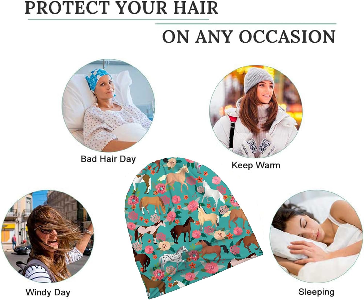 Beautiful Peacock Womens Slouchy Beanie Cotton Chemo Caps Cancer Headwear Hats Turban Baggy Skull Sleep Scarf - Image 3