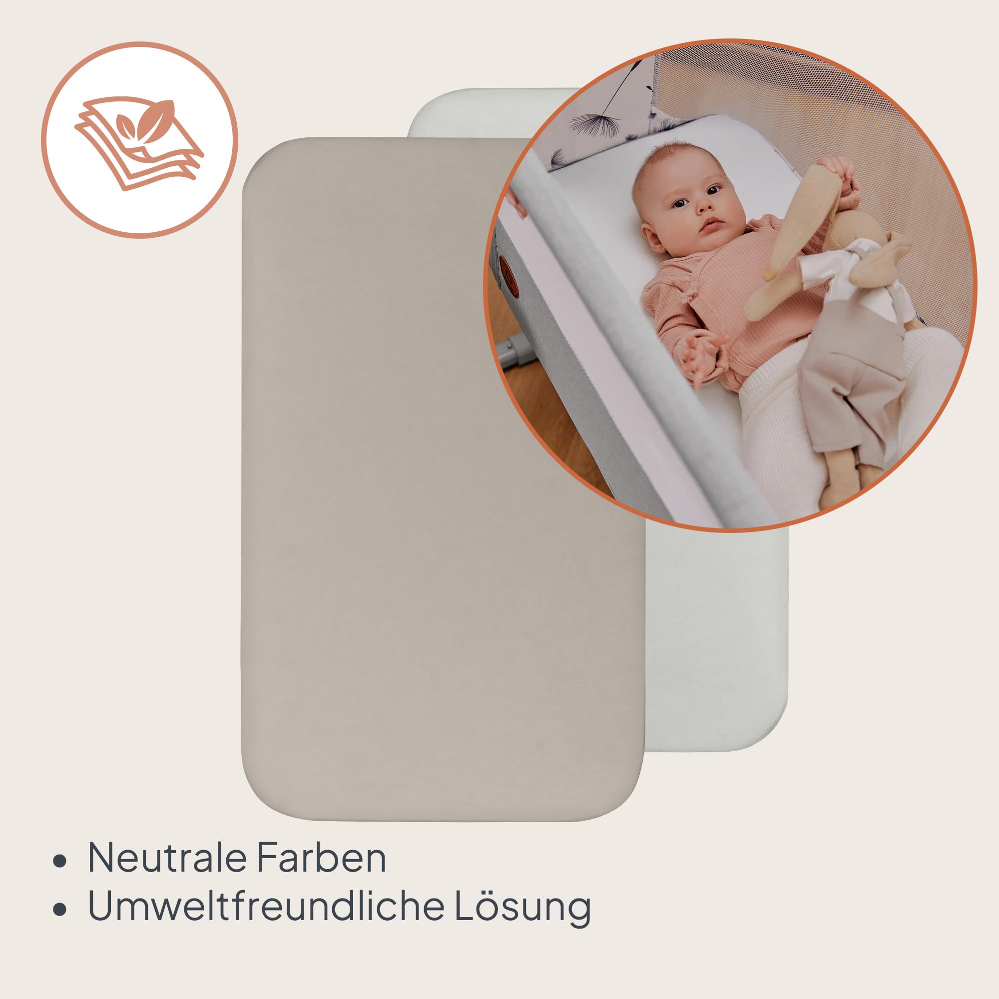 Lionelo Bambus-Spannbettlaken 80x42 cm, 2er-Set. Für Babys, für Beistellbetten und Babybetten, Natürliches Material, Atmungsaktiv, Hautfreundlich, Bamboo Sheet