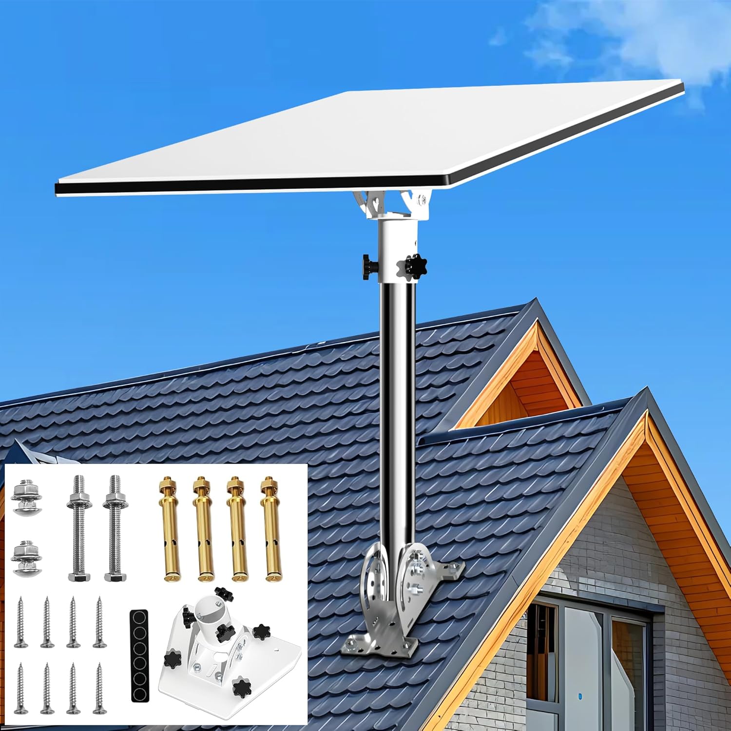 Support Starlink de troisième génération, ajustable à 360 degrés, avec adaptateur de tuyau Starlink inclus. Le kit Internet Prubovi Starlink est compatible avec le récepteur standard Starlink Gen3