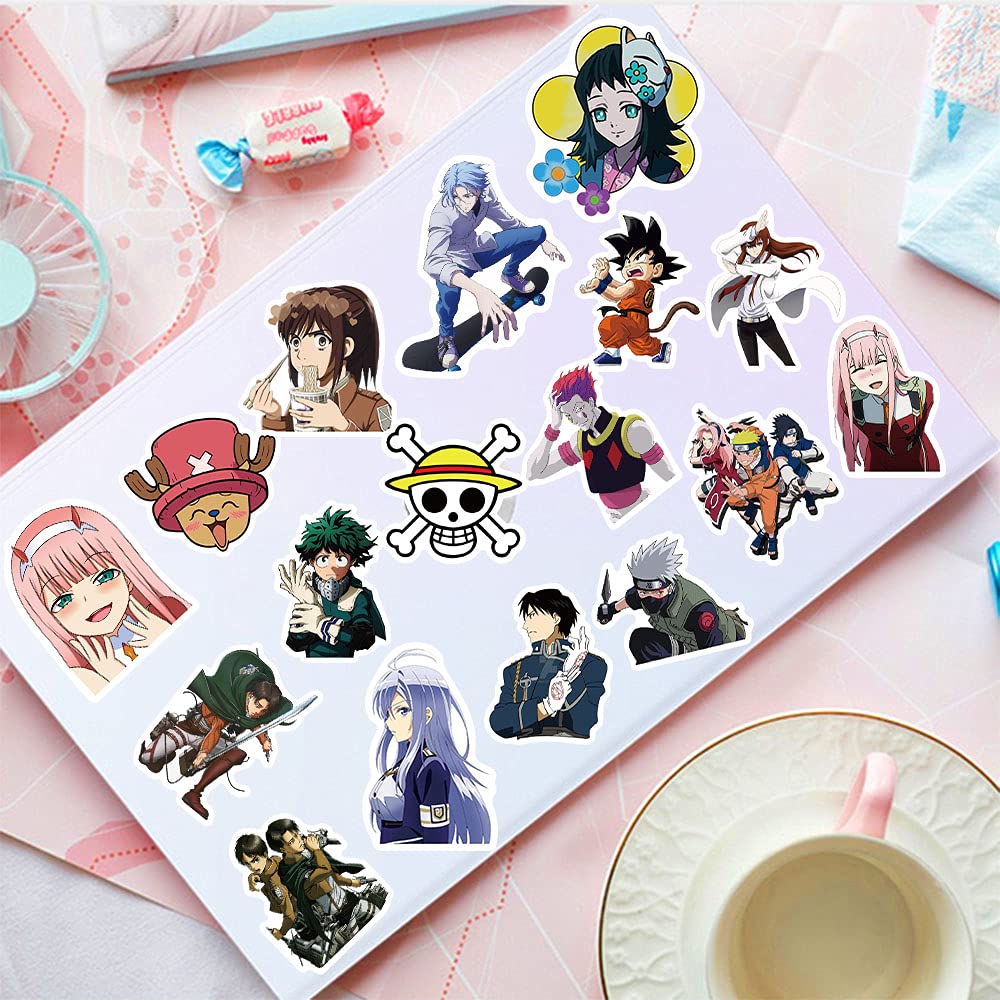 Serhuque Confezione da 200 adesivi anime misti per bambini, ragazzi, in vinile, impermeabili, per skateboard, borraccia, laptop, moto, auto, paraurti, camera da letto, decorazione da parete