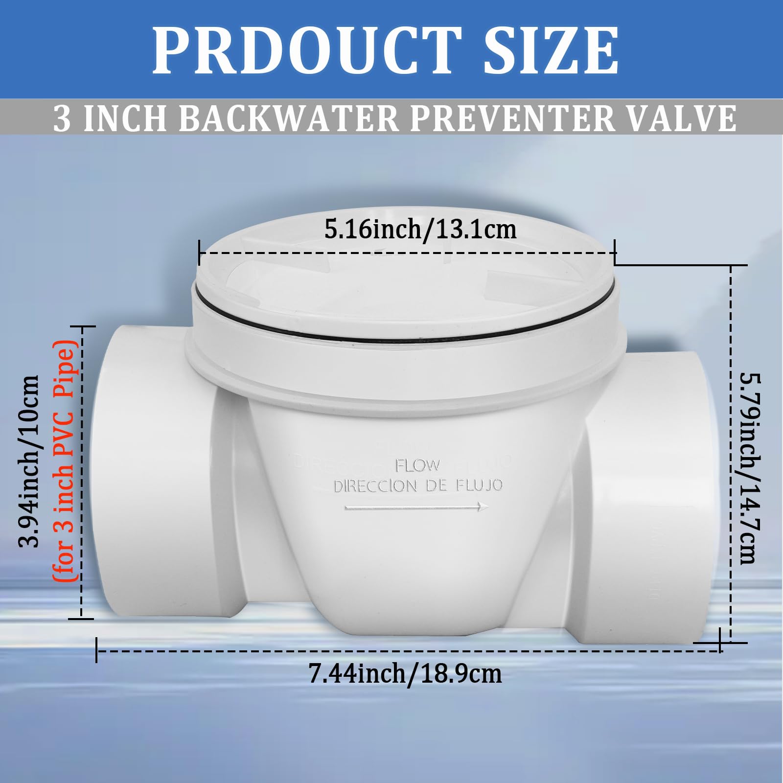 3" Backflow Preventer Vavle,3 Inch Backwater Check Valve, Drain Backflow Preventer Valve Prevents Sewage and Rainwater from Flowing Back