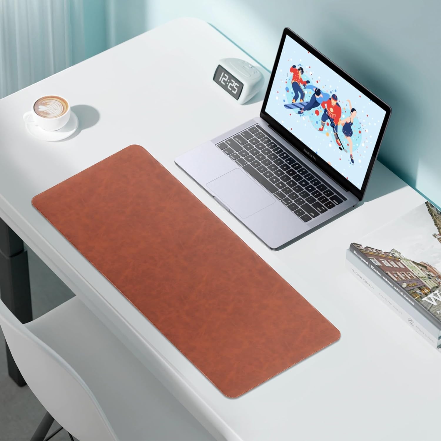 Leather Desk Pad Protector, Office Desk Mat, Large Laptop Mouse Pad, PU Non-Slip Desk Blotter, Waterproof Writing Pad, Computer Keyboard Mat for Desktop 39.4 x 17 inch (Brown) - Image 4