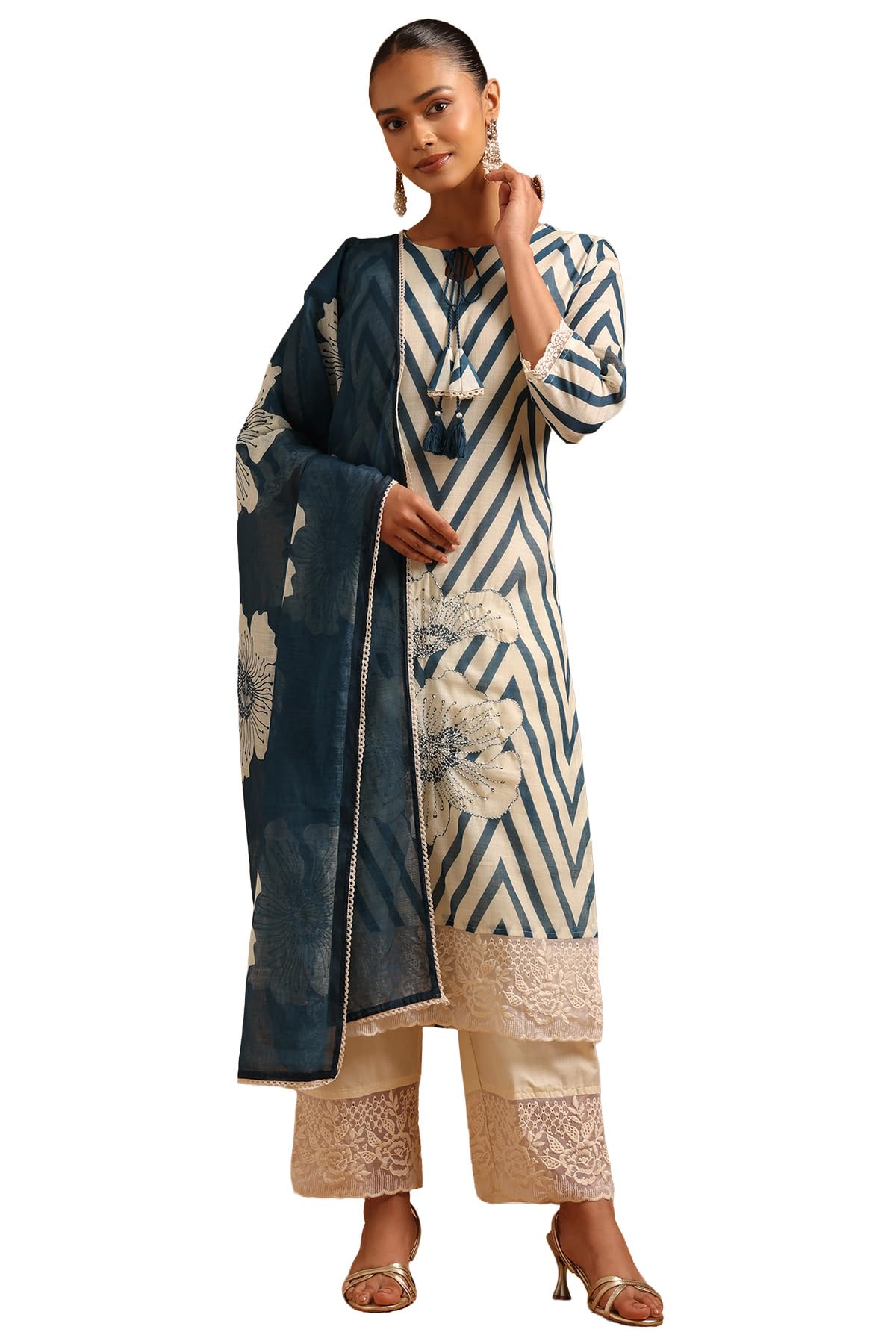 soch Womens Cotton Blend Printed Chevrons Machine Weave Sequence Work Salwar Suit-picture-15