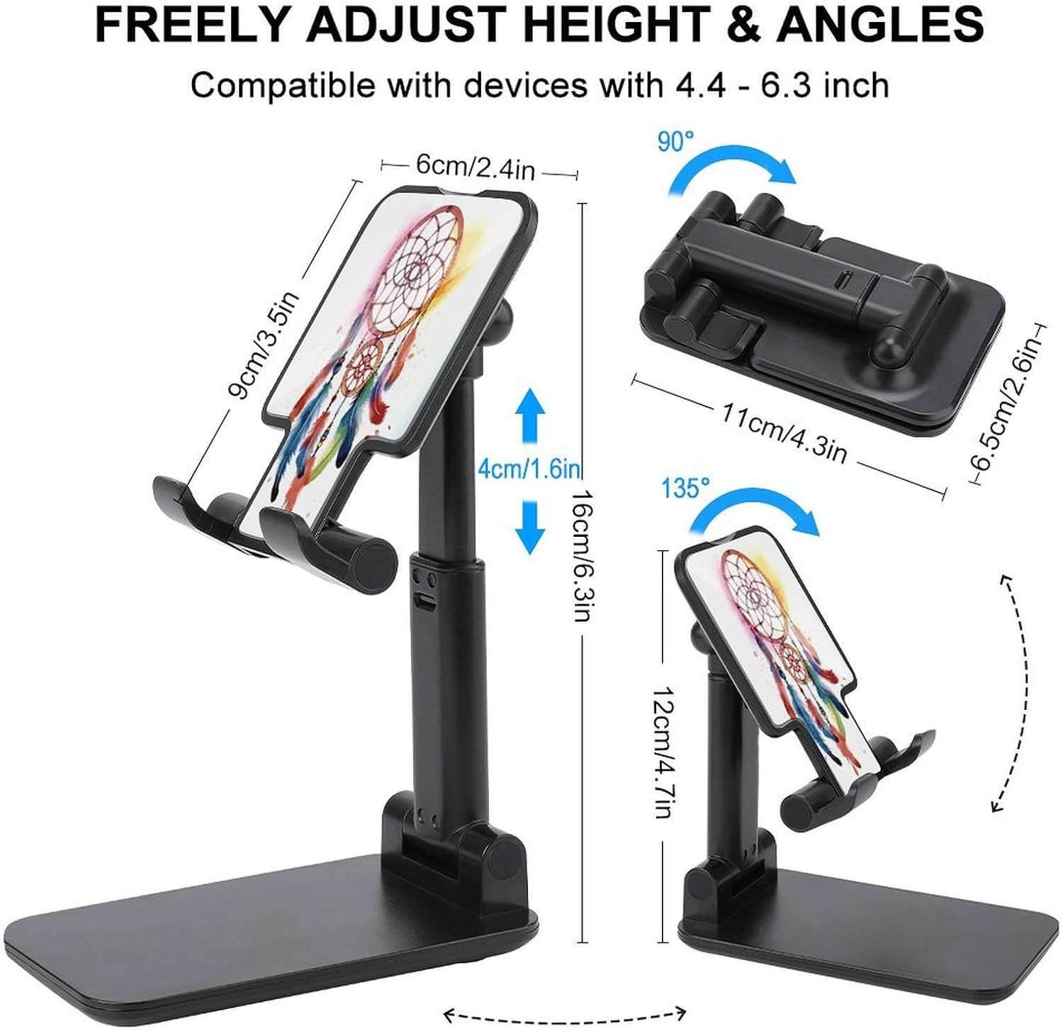Watercolor Dream Catcher Cell Phone Stand Adjustable Desktop Phone Holder Folding Cell Phone Stand Cellphone Stands Compatible with 4-13 Inch Smartphones for Home Office&Gifts image 2