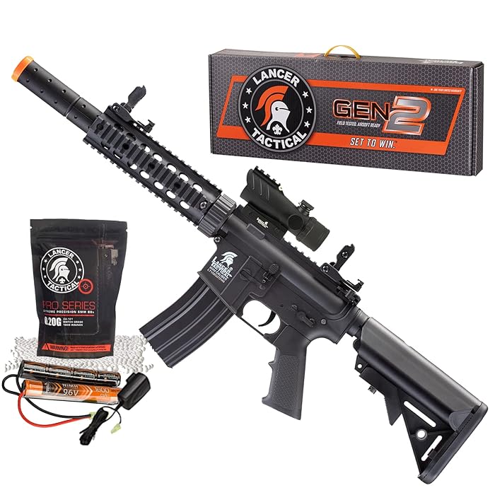 Buy Lancer Tactical Gen 2 M4 SD Polymer Airsoft AEG with Enclosed Red