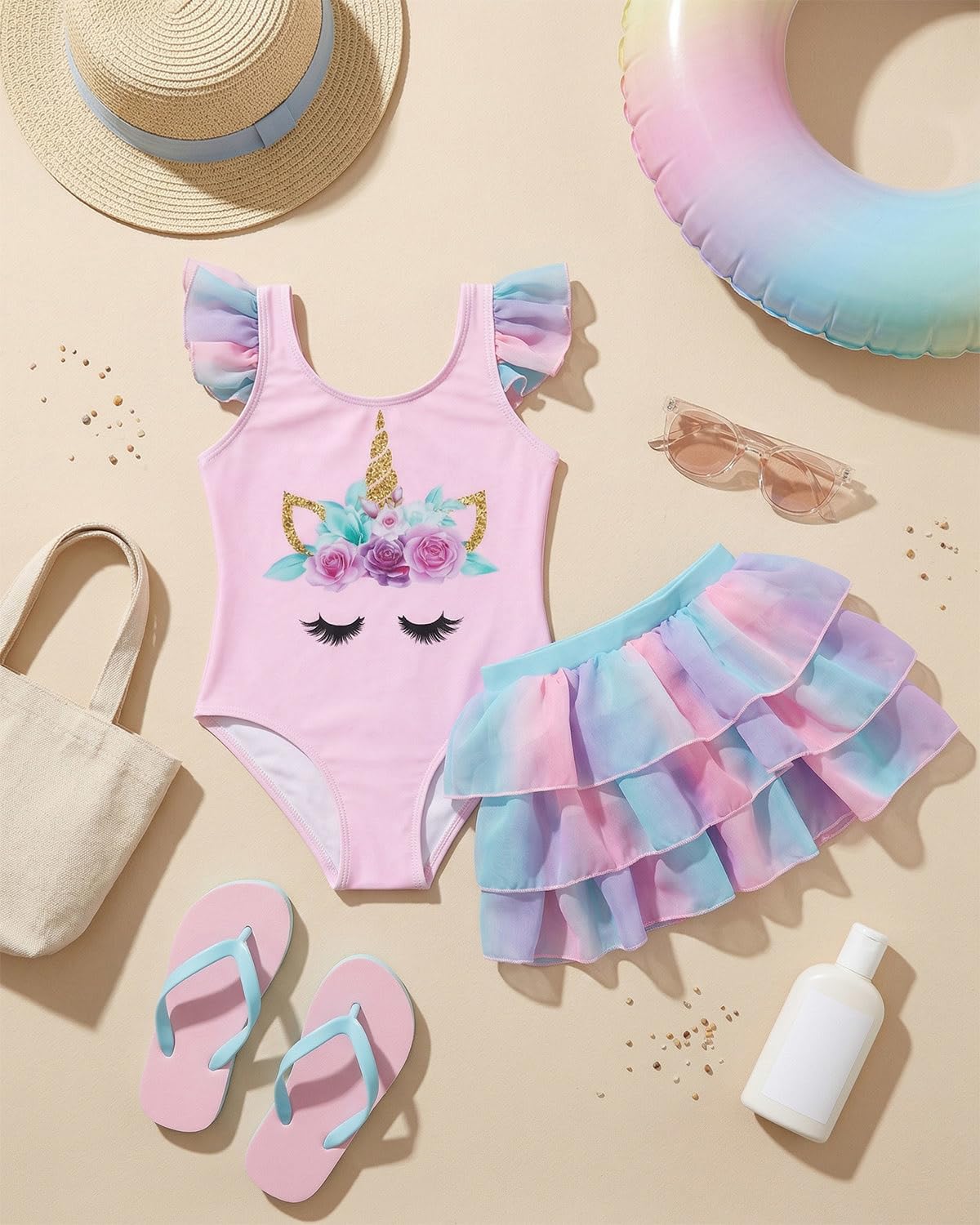 DivingBirds Costume da bagno da bambina da 4 a 8 anni