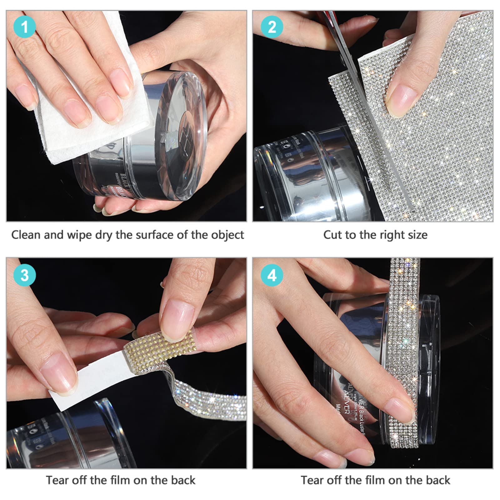 2PC Bling Crystal Rhinestone Sticker Sheets - 8x9.5 Inch Self-Adhesive Decor