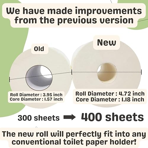 Miniatura 2 de MOTHER EARTH Papel higiénico de bambú orgánico, 400 hojas de 3 capas, 12 megarrollos hipoalergénicos, ecológico y certificado FSC, seguro para