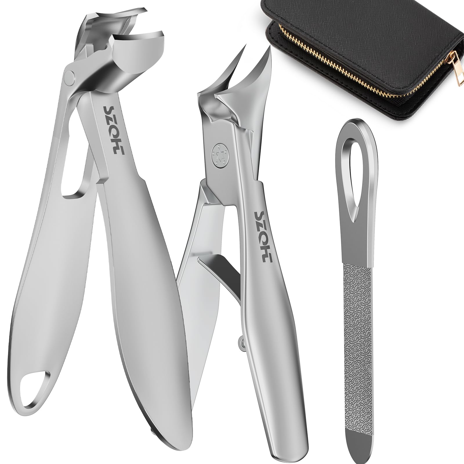 Nail Clippers Set - SZQHT 2025 Upgrade Angled Head Nail Clippers for Men Seniors Women Toenail Clippers for