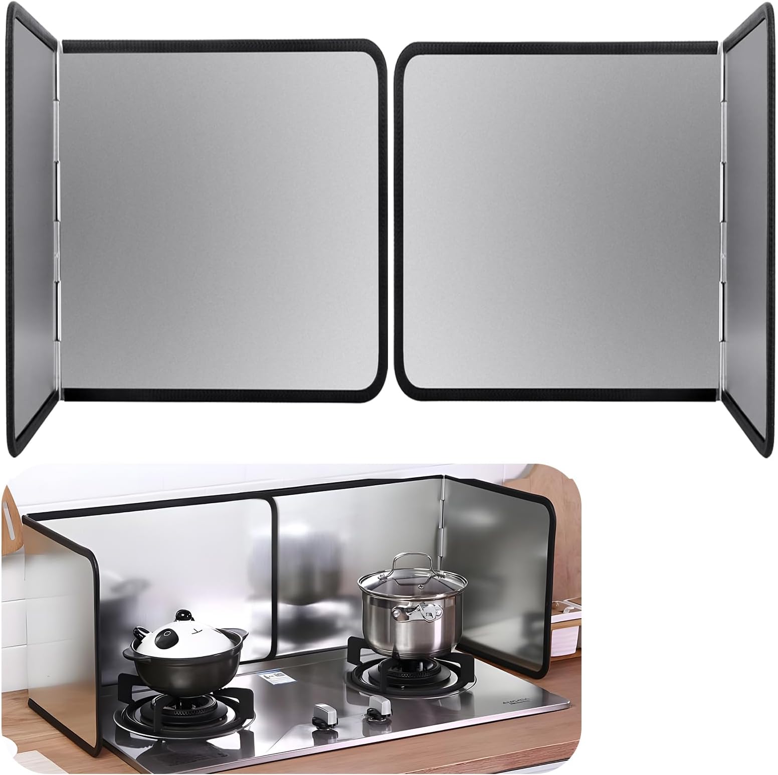 4 Sided Grease Splatter Guard,Foldable Stainless Steel Splatter Guard Oil Splash