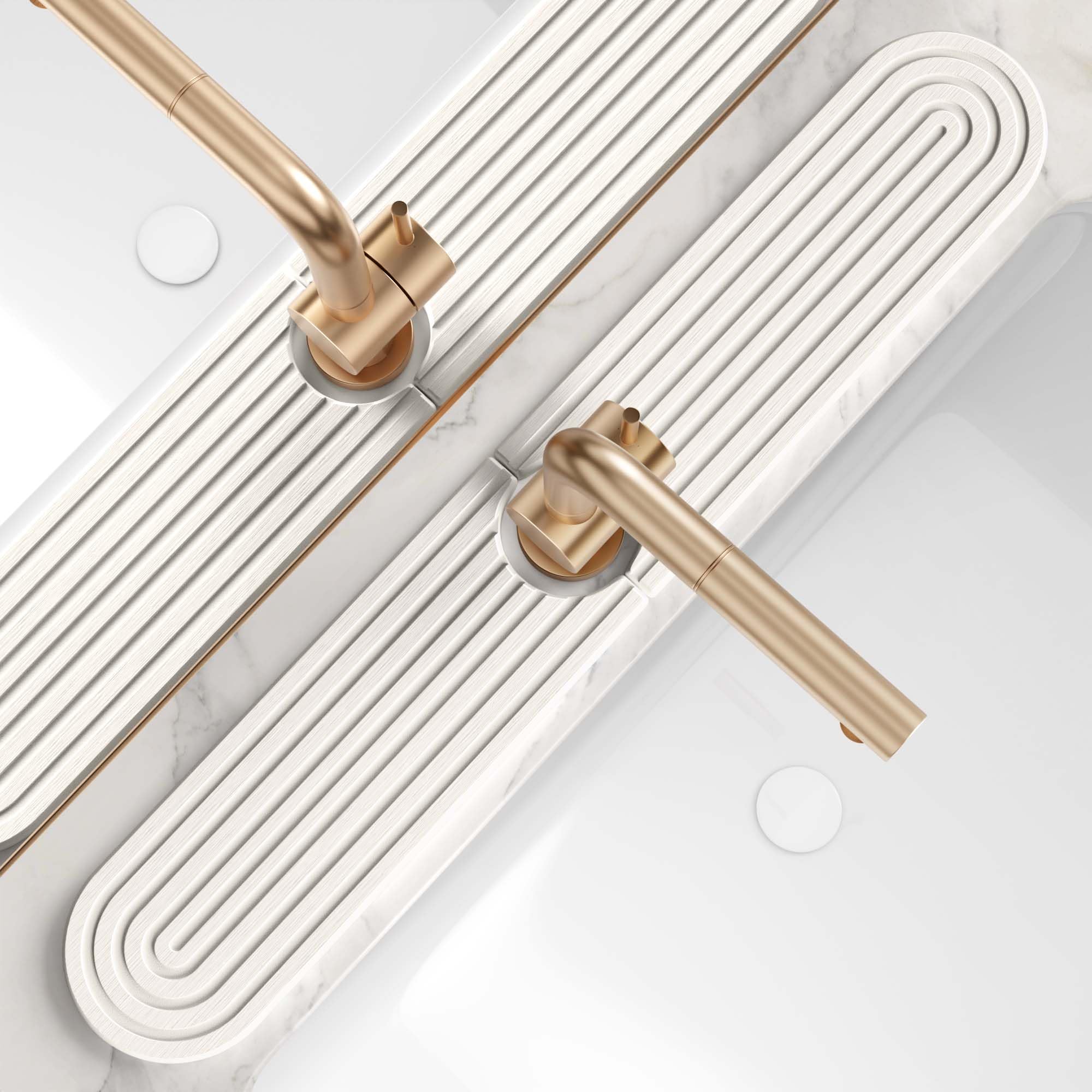 Stone Faucet Mat for Kitchen Sink – Diatomite Fast-Drying Stone Tray, Faucet Mat Sink Splash Guard, Decorative Sink Protector for Kitchen Bathroom Counter (Light Grey, 23.6''x3.9'')